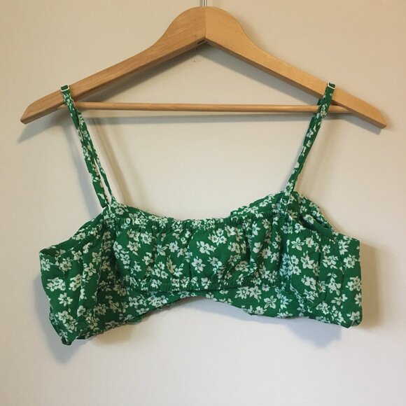Summer Shamrock Green Bra Top With White Flowers - Picture 2 of 11